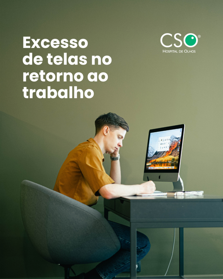 Excesso de telas no retorno ao trabalho. O retorno ao trabalho costuma vir acompanhado de longos períodos em frente a computadores e celulares.