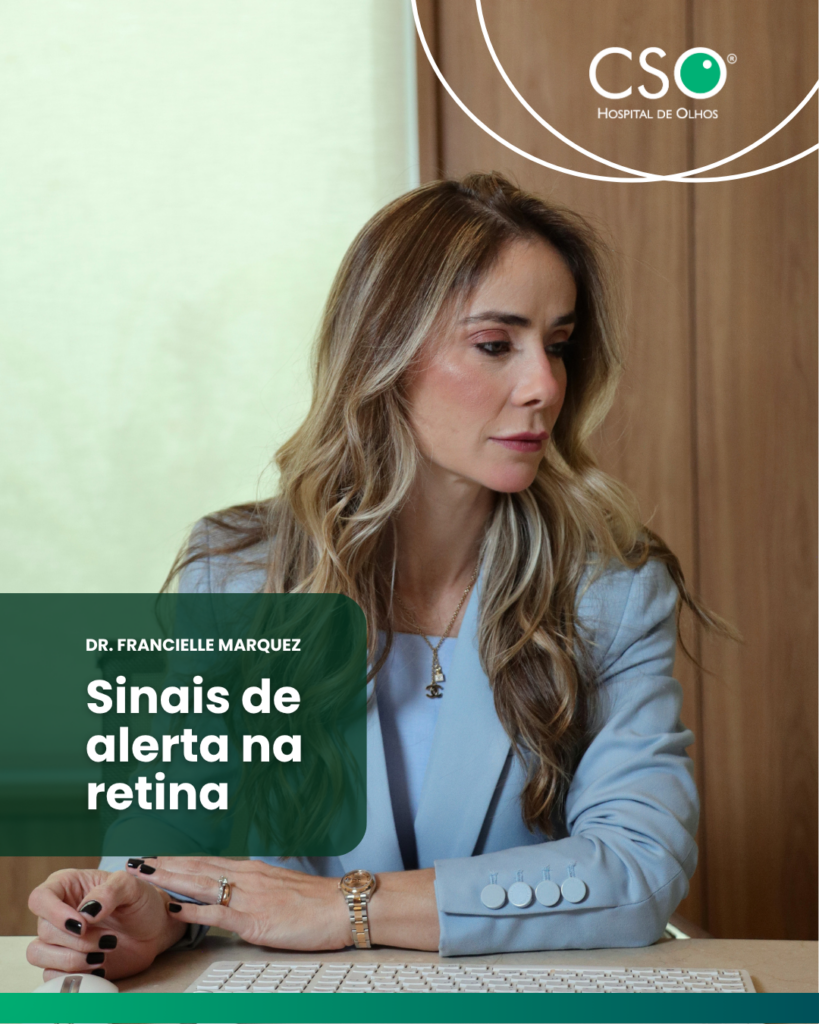 Dra. Francielle - Sinais de alerta na retina. Em muitos casos, doenças da retina evoluem rapidamente e precisam de avaliação especializada o quanto antes.